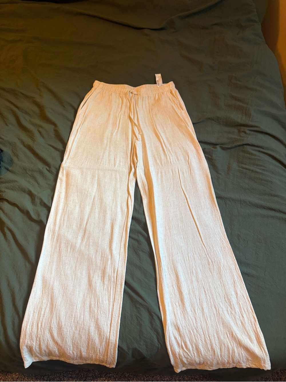 Light Cream Wide-Leg Women's linen Pants